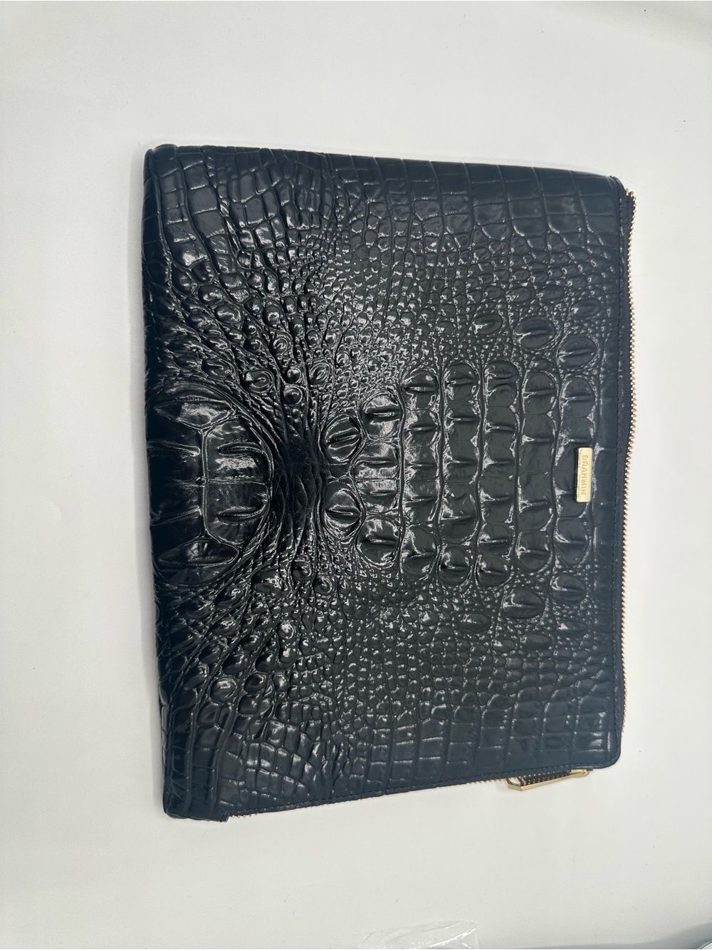 Brahmin  case for iPad Black Leather Zip Wallet with Gold Hardware